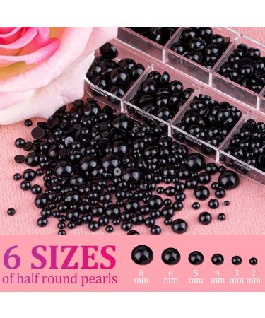 Belleboost Flat Back Pearls Kit - Black Half Round Pearls with Tools for Nail Art & Crafts - Buy Online on GoSupps.com