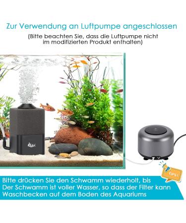 Buy AQQA Aquarium Sponge Filter - Quiet Internal Filter for 15-150L - Optimal Biological & Mechanical Filtration - Buy Online on GoSupps.com