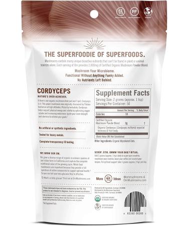 Om Mushroom Superfood Cordyceps Organic Powder - 3.5 oz for Energy, Stamina & Sports Performance - Buy Online on GoSupps.com