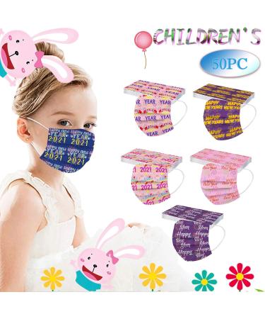 ZQP BEUU 50PCS Kid Outdoor Gear 2021 Happy New Year Disposable 3-Ply Disposable Face Mack Face Covering Bandana for Outdoor - Buy Online on GoSupps.com