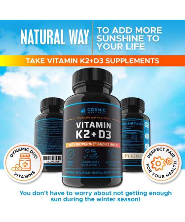 K2 D3 Vitamin Supplement 5000 IU for Strong Bones, Heart Health, and Immunity | Enhanced Calcium Absorption with Bioperine | Natural & Allergen-Free | Vitamin D3 K2 MK7 5000 IU - Buy Online on GoSupps.com