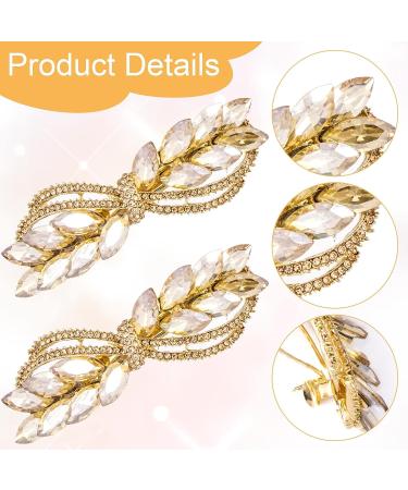 2PCS Gold Rhinestone Hair Barrettes | Sparkly Crystal Clips for Bridal & Wedding | Hair Accessories for Women & Girls - Buy Online on GoSupps.com