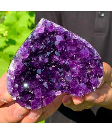 240g Natural Heart Shaped Amethyst Gemstone Quartz Cluster Crystal Specimen Beautiful Crystal Home Goods - Buy Online on GoSupps.com