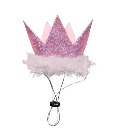 H&K Party Crown | Pink (Small) | Crown for Dogs and Cats | Adjustable Strap for Comfort and Stability | Perfect for Birthday Party, Adoption Celebration or Gotcha Day Photos Small Pink