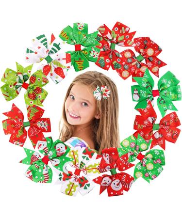 Sibba Hair Bows 3 Inch Toddler Red Green Alloy Clips 12 Pieces Braid Barrettes Ponytail Alligator Headwear Headpiece Lolita Halloween Christmas Easter Party Easter Party Accessories For Girls Christmas Pattern - Buy Online on GoSupps.com