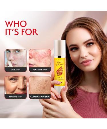 kiwi glow Rosie Face Oil Rose & Clary Sage Glow Serum for Balanced Radiant Skin 1.7 oz - Buy Online on GoSupps.com