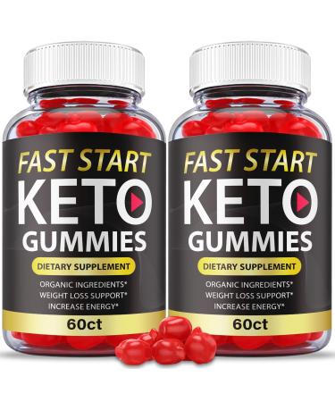 (2 Pack) Fast Start Keto Gummies - Official Formula Vegan Non Gmo - Fast Start Keto ACV Gummies Fast Start ACV Gummies with Apple Cider Vinegar Vitamin B 12 Vitamin B 6 Weight (120 Gummies)
