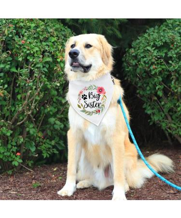 NTKIO Big Sister Pet Dog Bandana - Funny White Flower Pattern Plaid Cotton for Pregnancy Announcement and Gender Reveal - Dog Lovers Gift - Buy Online on GoSupps.com