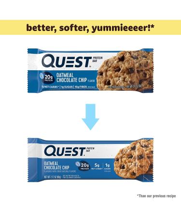 Quest Nutrition Oatmeal Chocolate Chip Protein Bars - Low Carb, Gluten-Free, Keto 12 Count - Buy Online on GoSupps.com