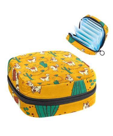 Women's bonds Storage pockets Stillpad holder ethnic lama alpaka green cactus yellow portable period kit pocket feminine product bag for women girls color4