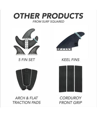 Surf Squared Large Honeycomb Fiberglass Performance Fin Set - Compatible with Futures Single Tab or FCS1 Twin Tab Surfboards - Ride as Twin, Thruster, or Quad - Buy Online on GoSupps.com