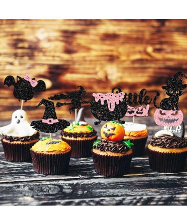 Gyufise 24Pcs Halloween Cupcake Toppers Glitter Pink Ghost Little Boo Bat Witch Cat Pumpkin Cupcake for Halloween Theme Baby Shower Birthday Party Cake Decorations Supplies Pattern 23 - Buy Online on GoSupps.com