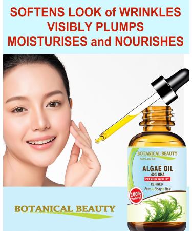 Botanical Beauty ALGAE OIL Omega 3 Oil 40% DHA 100% Natural for FACE SKIN BODY HAIR NAILS 2 Fl.oz.- 60 ml Skin Moisturizer Oil Skin Nourishing Oil - Buy Online on GoSupps.com