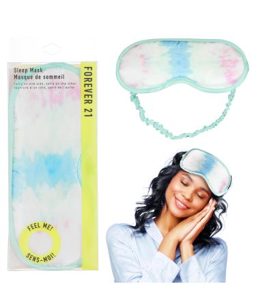 Forever 21 Sleep Mask - 1pc Dual Sided Comfort Sleeping Mask w/Pastel Tie-Dye Print | Comfortable Furry and Satin Sides for Ultimate Rest and Rejuvenation