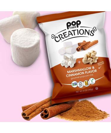 Poptime Creations Popcorn - Marshmallow & Cinnamon, 5oz (6 Pack) | Vegan, Gluten-Free, Non-GMO, Kosher - Buy Online on GoSupps.com