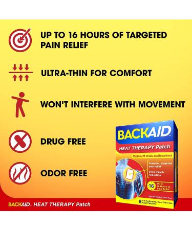 Backaid Heat Therapy Patch - Portable Heating Pad for Back, Shoulders, and Neck Pain Relief - 8 Count (White) - Buy Online on GoSupps.com