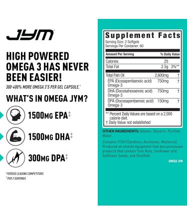 JYM Supplement Science PRO JYM 45 Servings - Tahitian Vanilla Bean & mg High Potency Omega 3 EPA DHA DPA for Brain Heart & Joint Support 120 Soft Gels - Buy Online on GoSupps.com