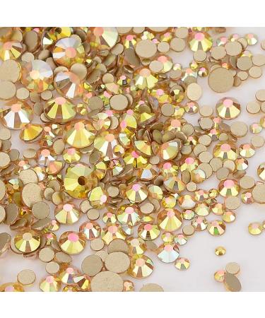 Dowarm 2650 Pieces Glue Fix Glass Flat Back Crystal Rhinestones Round Gems  6 Sizes 1.5mm - 6.5mm  Non Hotfix Flatback Crystals Loose Gemstones for Crafts Nail Face Art Clothes (Metal Sunlight/Gold) - Buy Online on GoSupps.com