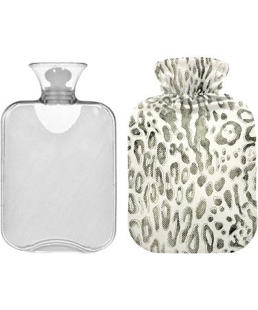 NAANLE 2L Transparent Hot Water Bottle - Watercolor Leopard Pattern for Pain Relief & Warmth | Ideal for Bed & Hand/Foot Therapy - Buy Online on GoSupps.com