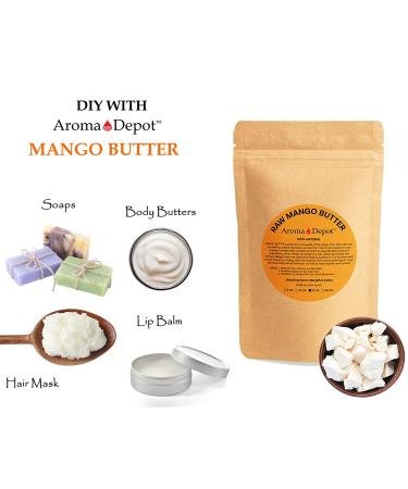 Aroma Depot 100% Natural Pure Raw Mango Butter 2 lb - Great for Skin, Body, Hair Care - DIY Body Butter, Lotions, Creams - Reduces Fine Lines, Wrinkles - Ideal for Eczema, Psoriasis - 32 oz - Buy Online on GoSupps.com