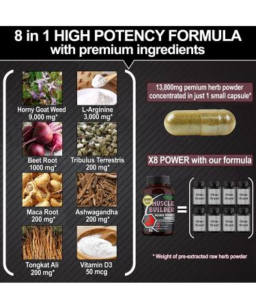 Ultimate Muscle Builder Supplement 13800mg - L-Arginine, Beet Root, Tribulus - Energy Stamina Strength Support - 60-Day Supply - 60 Count - Buy Online on GoSupps.com