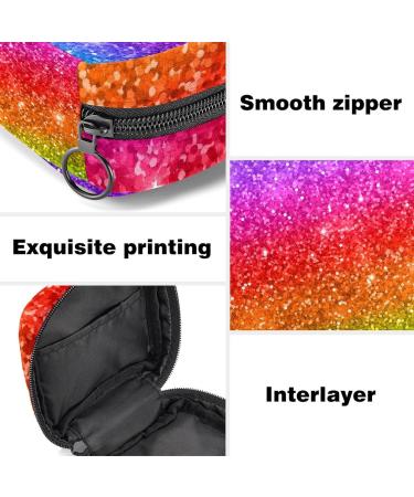 Glitter Rainbow Curve Women's Napkin Storage Bag - Portable Period Bag for Teens & Girls - Menstrual Cup Pocket & Breastfeeding Insert Holder - Buy Online on GoSupps.com