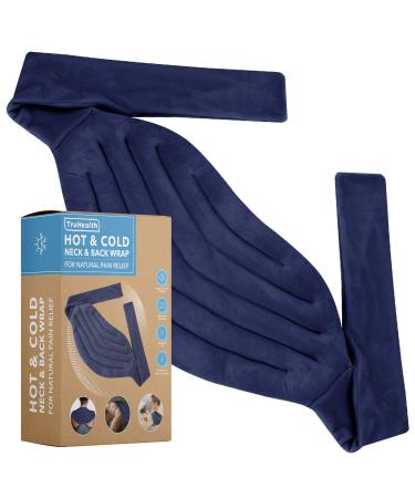 TruHealth Weighted Microwavable Heating Pad - FSA HSA Approved, Soft Plush Cover Filled w/ Natural Unscented Flaxseed for Moist Heat or Cooling (Wrap, Navy) Back Wrap, Navy - Buy Online on GoSupps.com