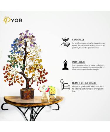 Crystal Money Tree - Healing Stones - Guardian Angel - Feng Shui Figurine - Gemstone Tree Of Life - Handmade Gift - Chakra Stone - Home Decor Red Yellow - Buy Online on GoSupps.com