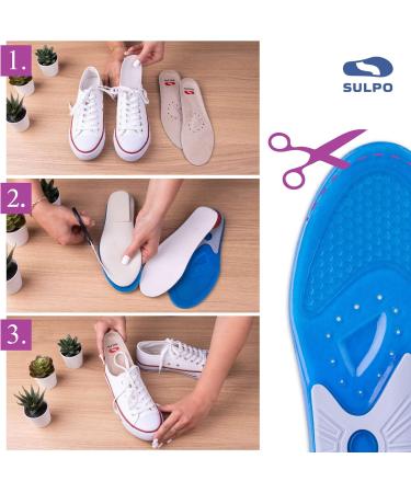 Sulpo Insoles for Plantar Fasciitis & Heel Spur - Silicone Shoe Inserts for Men & Women | Comfort for Sports Office Hiking - Size 44-45 EU / 9-11 UK - Buy Online on GoSupps.com