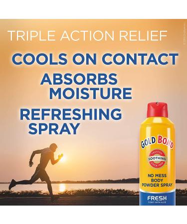 Gold Bond No Mess Body Powder Spray 7 oz. - Fresh Scent With Aloe | Fast and Easy Application - Buy Online on GoSupps.com