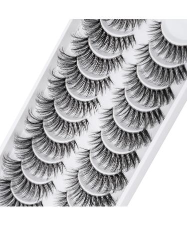 Clear band eyelashes Russian volume fluffy strip lashes 10 pair of naturally wispy d curly false eyelashes look like extensions ... (Htal05)