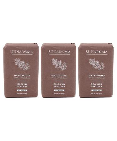 Sunaroma Soap Bar Patchouli 8 Ounce (236ml) (3 Pack)