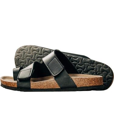 ArthritisHope Wide Zendalias with Bunion Support - Women's Bunion Corrector Sandals, Black PU Leather, Size 12 Wide - Buy Online on GoSupps.com