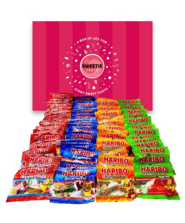 Sweetie Tooth's Premium 60 Bag Haribo Hamper Gift Box - Tangfastics Starmix Supermix & Strawbs - Gift box for Christmas Valentines Birthday Easter Kids Thank You Congratulations and More