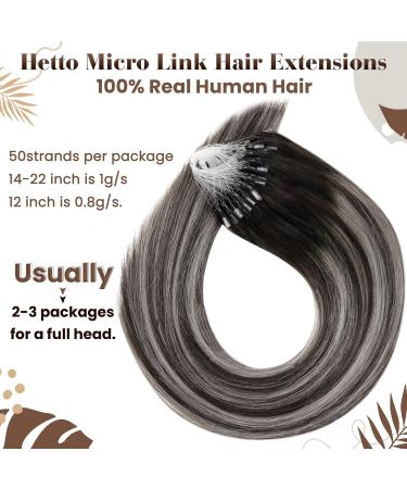 Buy Hetto Microring Extensions | Real Hair Balayage #1b/Silver | Remy Hair Extensions 35cm - International Shipping - Buy Online on GoSupps.com