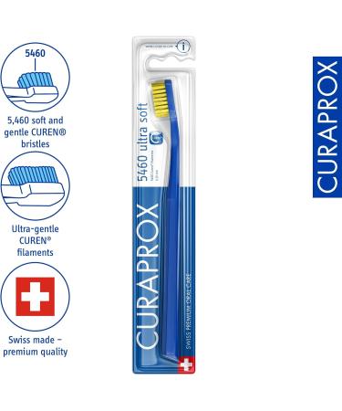 Curaprox CS 5460 Ultra Soft Toothbrush - Dark Blue-Yellow Manual Toothbrush for Adults with 5460 Ultra Soft CUREN Bristles | International Shipping Available - Buy Online on GoSupps.com