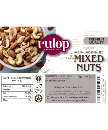 Rulop Mix Nuts 1kg: Raw & Unsalted Cashews Almonds Walnuts Brazil Nuts - Nutritious Vegan Keto Vegetarian Snack Mix Bulk Diet Treat & Wholesome Gift Choice - Buy Online on GoSupps.com