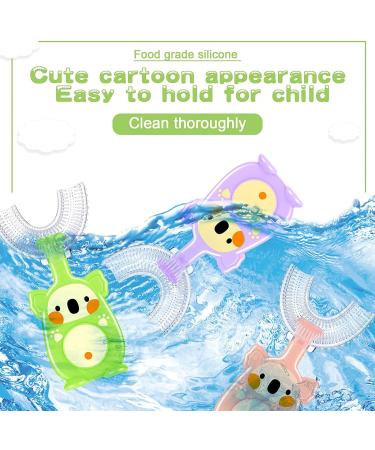 Kids U-Shaped Toothbrush Set - 4 Silicone Brush Heads for 360 Cleaning Ages 6-12 - Ergonomic Food-Grade Orange & Blue - Buy Online on GoSupps.com