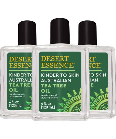 Desert Essence Kinder to Skin Australian Tea Tree Oil - 4 Fl Oz - Pack of 3 - Soothes Stings & Minor Insect Bites - Blemishes - Water Soluble - Essential Oil - Refreshing - Natural Glow Tea Tree 4 Fl Oz - Pack of 3