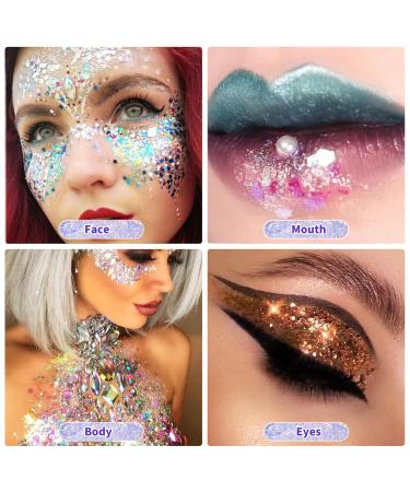 Jewan Body Glitter Gel - 4 Pieces of Chunky Glitter for Hair Face & Body | Festival Makeup & Party Essentials - Buy Online on GoSupps.com