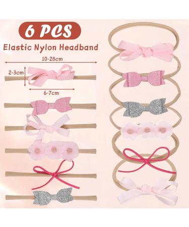 WUISOLQP 6 Pcs Baby Girls Flower Headbands - Soft Stretchy Elastic Hairbands for Newborns, Infants, Toddlers - Perfect Christmas Birthday Photography Accessories (Pink) - Buy Online on GoSupps.com
