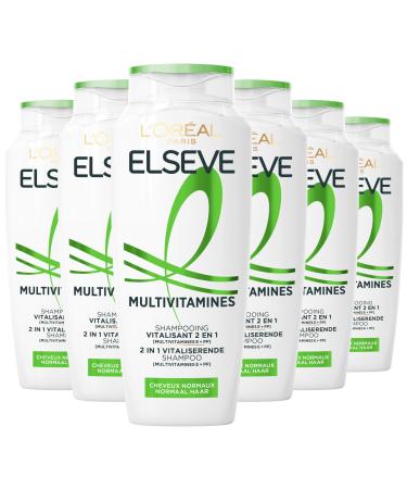 L'Oreal Paris L'Or al Paris Elseve Multivitamin 2 in 1 Shampoo - Vitalizing 2 in 1 Shampoo for Normal Hair - With Multivitamin E + PP - 6 x 300ML
