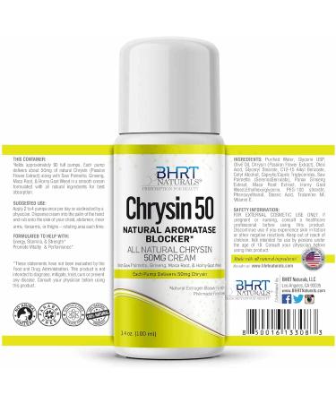 Chrysin Cream 50mg for Men - Natural Aromatase Inhibitor & Anti Estrogen Blocker - 90 Day Supply USA Made Supports Hormone Balance - Buy Online on GoSupps.com