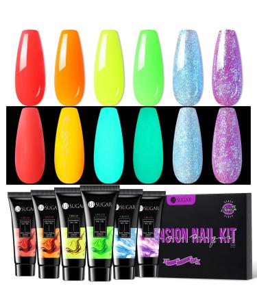 Ur Sugar polygel set colors 6 coly extension gel nails set poly nail gel tubes nail extension builder gel for nail nail set milling cutter Extension nail summer color color color