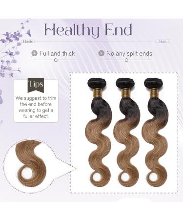 Body Wave Brazilian Hair Bundles 7A Virgin Human Hair Extensions 18 #1BT27 Natural Black Ombre Dark Blonde - Buy Online on GoSupps.com