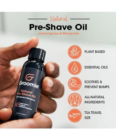 GROOMIE Natural Pre-Shave Oil for Bald Head - Plant Based Formula with Milk Thistle Seed & Essential Oils - Promotes Close Shave for Men & Women - Buy Online on GoSupps.com