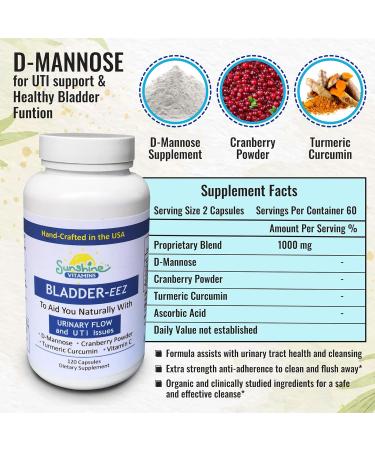 Bladder-EEZ UTI Relief with Sunshine Vitamins D-Mannose - All-Natural Support for Women's Urinary Tract Health - Buy Online on GoSupps.com
