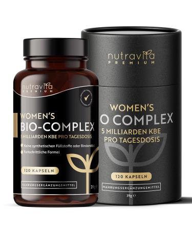 Premium organic cultures complex vegan for women - 120 capsules (4 months stock) - 5 active Lactobacillus bacterial strains especially for women - 5 billion KBE - Made by Nutravita