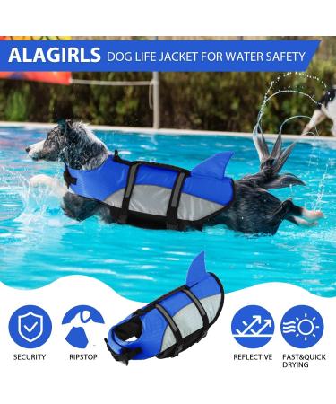 Alagirls Adjustable Dog Life Jacket - Flotation Lifesaver with Reflective Stripes - Shark Design for Safe Water Adventures - Buy Online on GoSupps.com