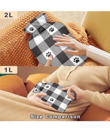 Naanle Black & White Checkered Dog Paw Heat Bottle - 1L Transparent Hot Water Bottle for Pain Relief & Cold Therapy - Ideal Hand & Feet Warmer - Buy Online on GoSupps.com
